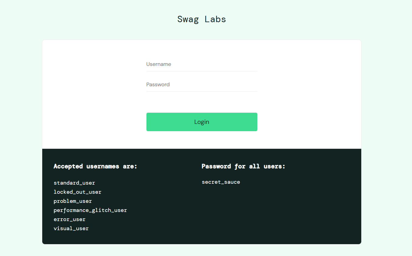 SauceDemoログイン画面