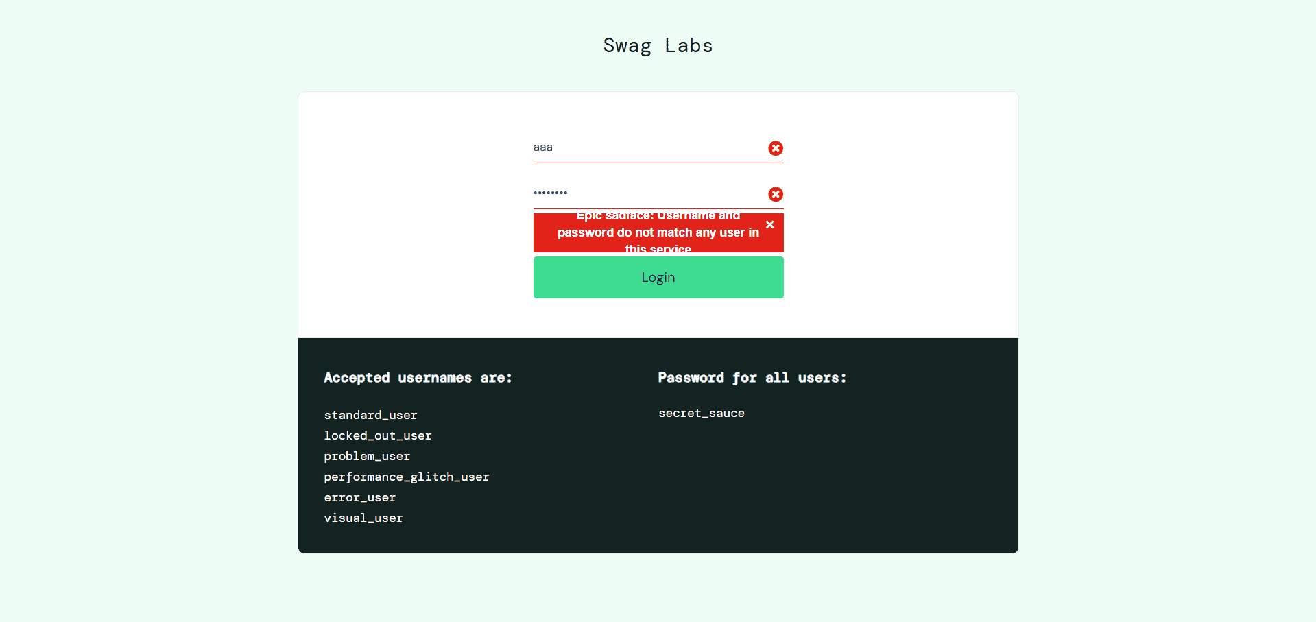 SauceDemoログインエラー画面 Playwright自動テスト