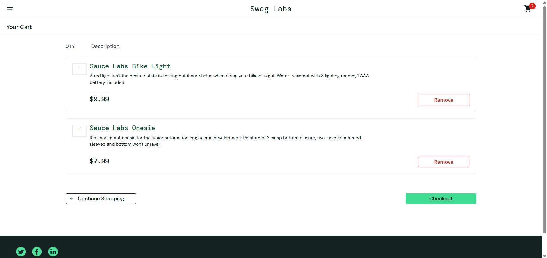 SauceDemoカート画面 商品2件追加 Playwright自動テスト